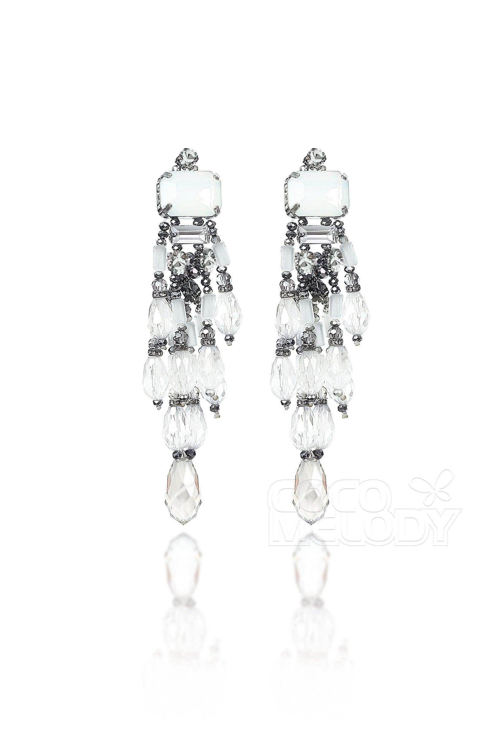 Fashion Zircon Wedding Earrings with Jewel Beading HG18018 - COCOMELODY